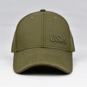 "U.S.A" Olive Embroidered FR in Olive Green